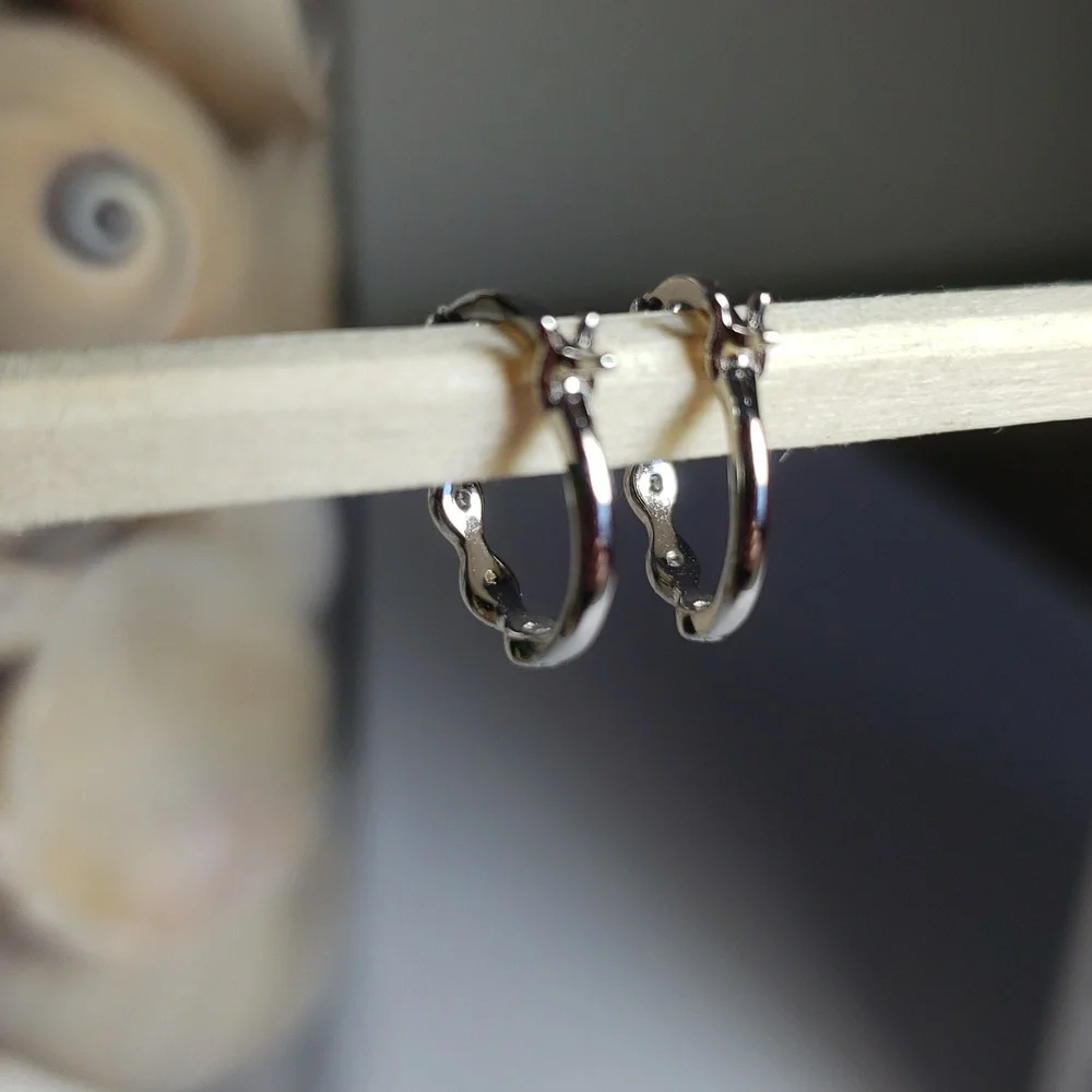 Primrose Sterling Silver Hoop Earrings with Cubic Zirconia - Picture 2 of 6